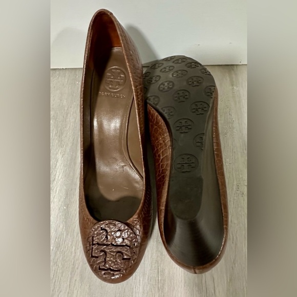 Tory Burch Sally leather wedge bison brown sz 10.5 - Picture 5 of 9